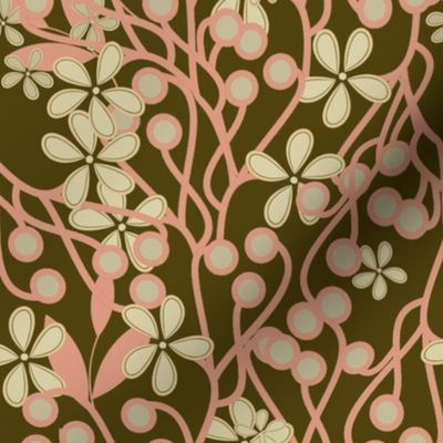 Wildwood Floral in pink and brown large scale