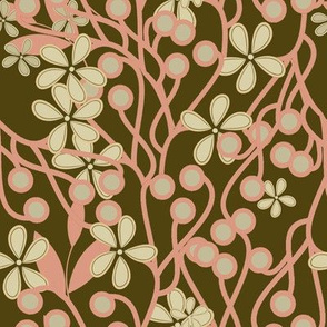 Wildwood Floral in pink and brown large scale