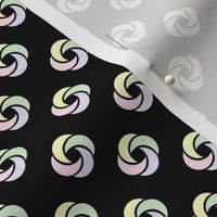 crescent moon swirl knot concentric ex small spiral ivory black quilt back