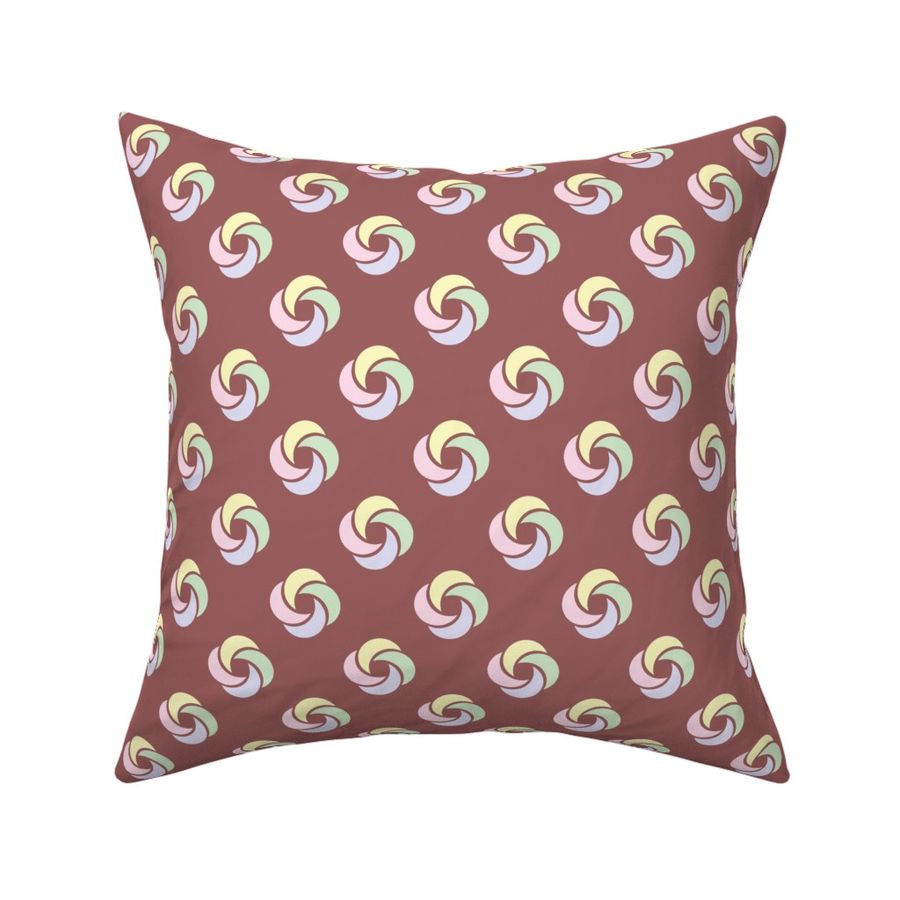 crescent moon swirl knot concentric small spiral chocolate brown quilt back