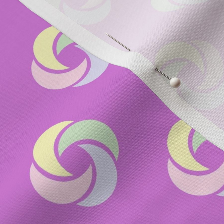 crescent moon swirl knot concentric small spiral orchid violet quilt back