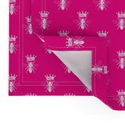 Queen Bee Pattern | Honey Bees | Flying Insects | Bugs | Garden Life | Nature | Hot Pink and White |