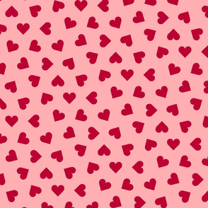 lipstick red hearts on  pink