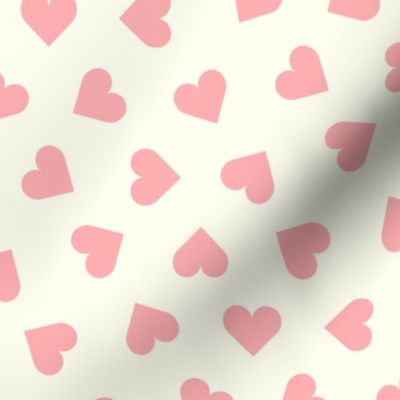 pink hearts on cream