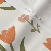 Sweet Tulips and Pansies - Geometric Structured Floral - Diamond Pattern L