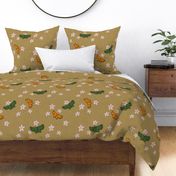 citrus flowers and butterflies-speckled olive-large