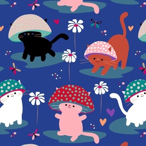 Mushroom cats blue