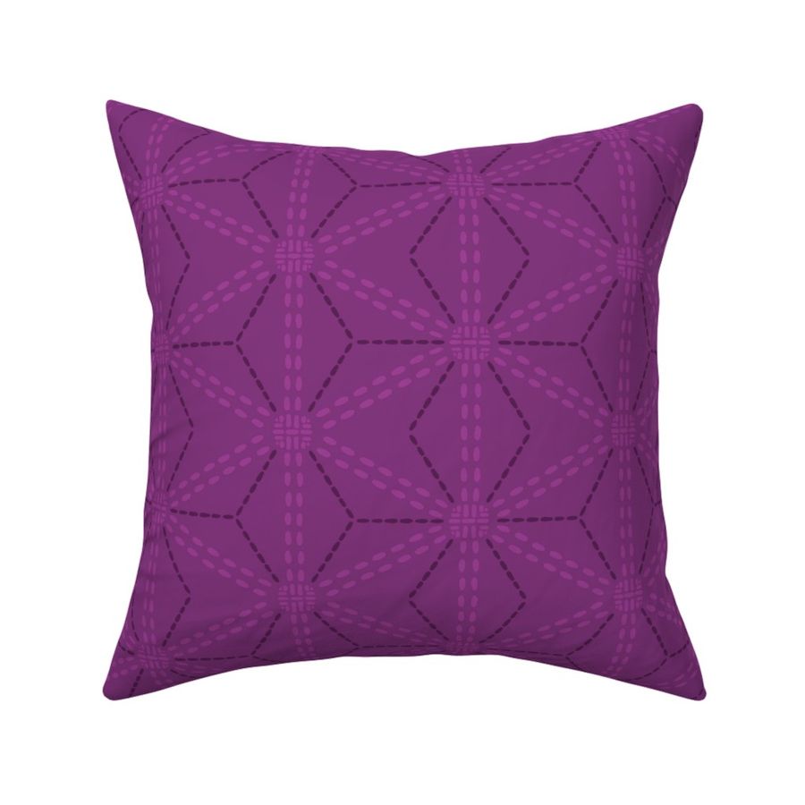 sashiko stars and diamonds magenta 