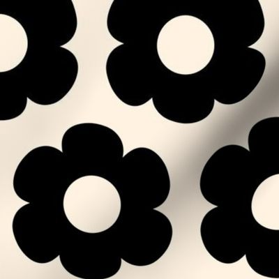 Such Cute Flowers Minimalist Retro Floral Black and Cream Pattern