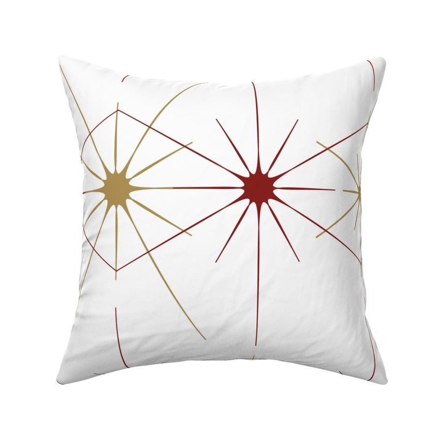 (L) Christmas Celestial Stars Art Deco Minimal Geometric White.  red. gold