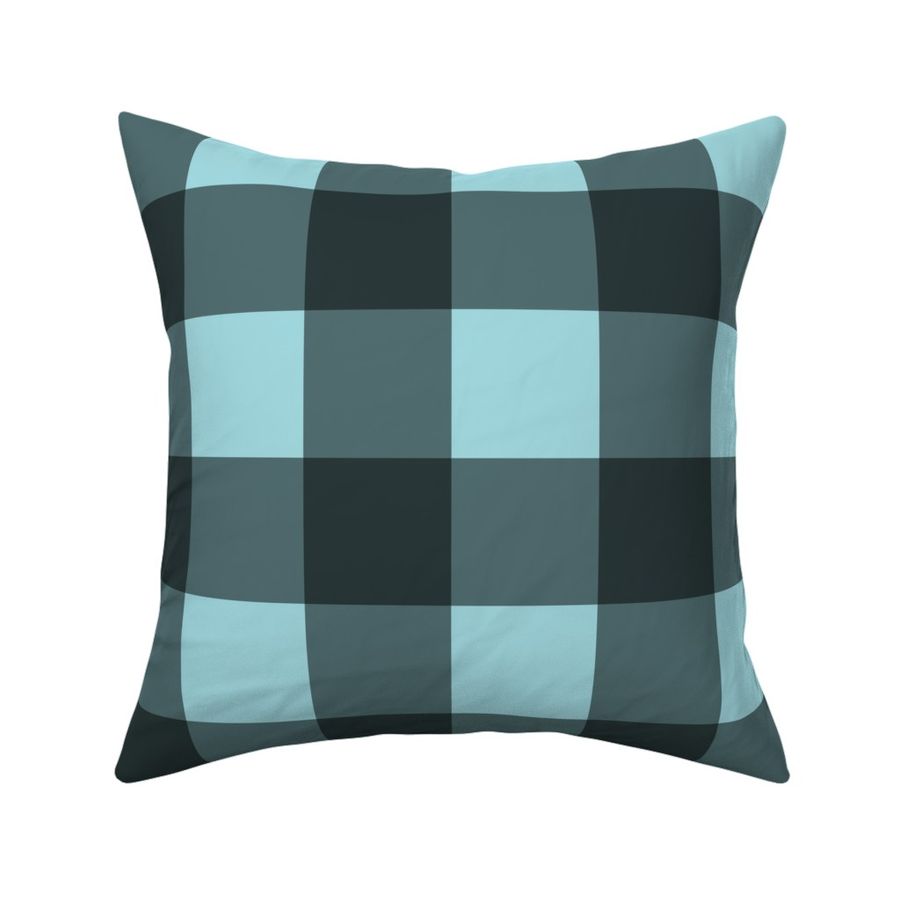 3 inch Buffalo check - black plaid on light non-photo blue