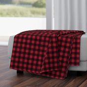 1 inch Buffalo check - black plaid on scarlet red