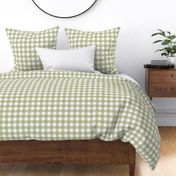 1 inch Gingham check - pale moss green on white