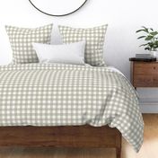 1 inch Gingham check - sage green gray beige on white