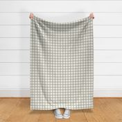 1 inch Gingham check - sage green gray beige on white