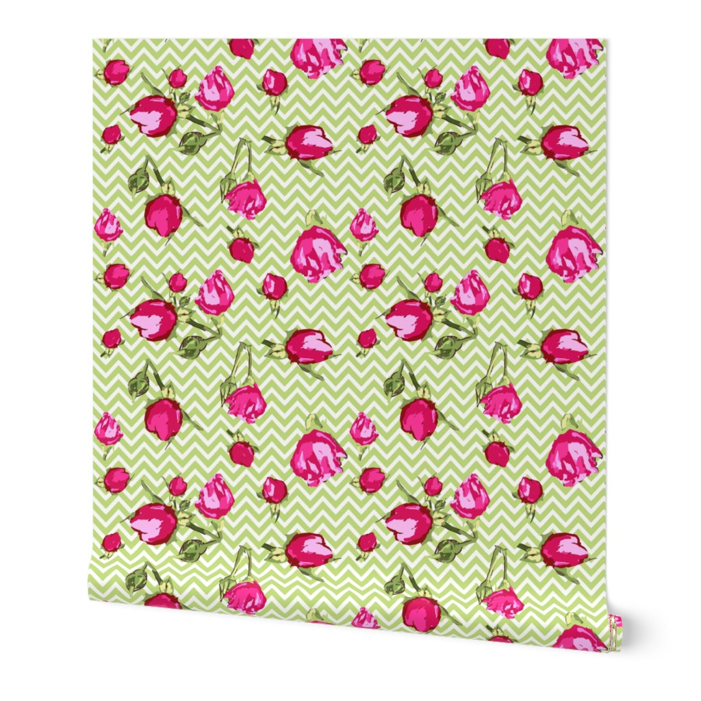 chevron buds roses floral