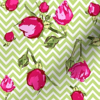 chevron buds roses floral