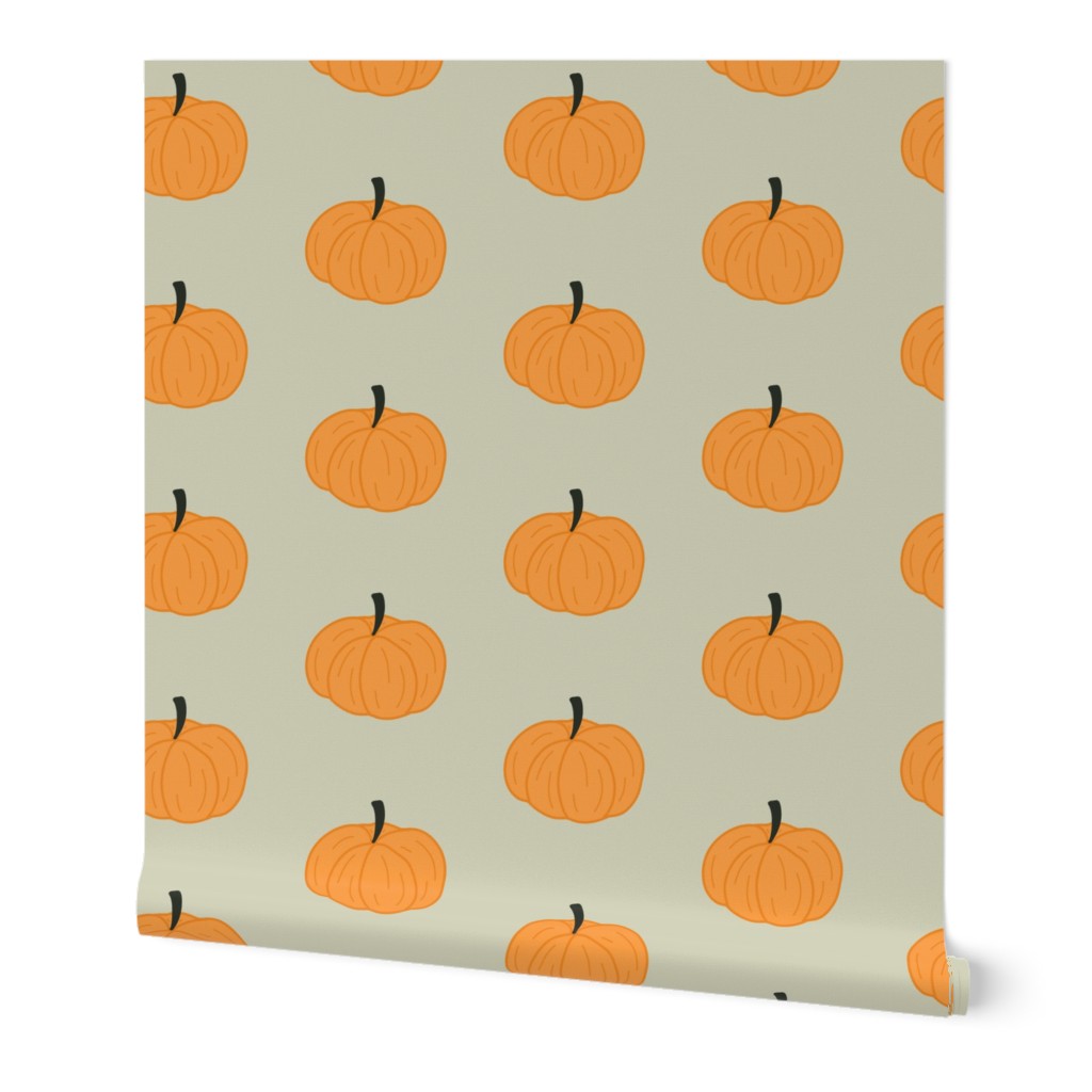 Minimalist Pumpkin on sage background Large