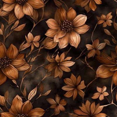 Bronze Floral on Charcoal