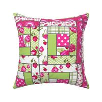 log cabin patchwork shabby chic roses