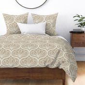 Funky Retro Bohemian Block Print Lotus, Behr Riviera Beach on Weathered White