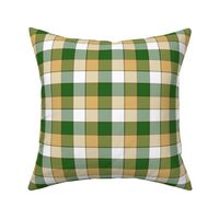 FS Hunter Green Camel Dark Brown and White Check Plaid