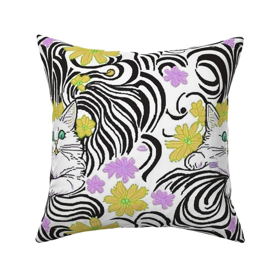 Cat Wallpaper on Zebra Background Psychedelic Trippy Cat Purple and Yellow