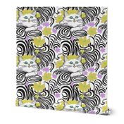 Cat Wallpaper on Zebra Background Psychedelic Trippy Cat Purple and Yellow