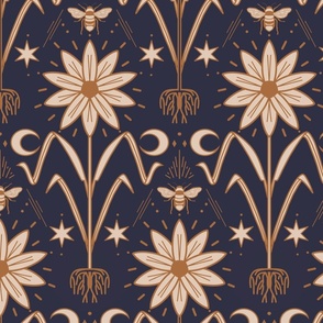 NightFlower in Cream Gold Celestial Blue