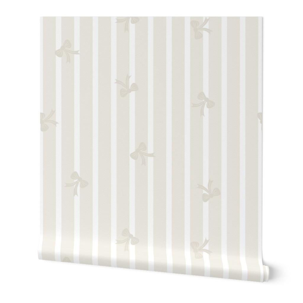 Coquette Bows on Stripes - Neutral Colors Preppy Grandmillennial Baby