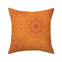 Dark Orange Filigree Kaleidoscope on Light Orange