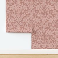 Daffodils and Jonquil Flowers in Reverse on Dusty Pink Mauve  XL