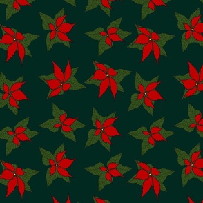 Poinsettia Pattern On Green