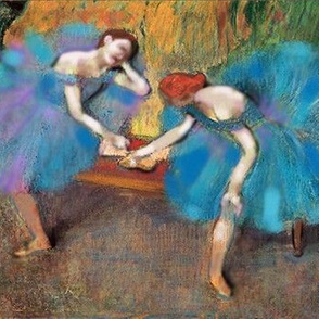 Degas Ballerinas Dancers in Blue, un-embellished