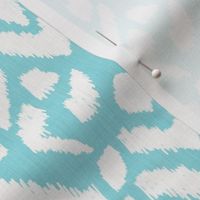 Tropical Turquoise Ikat Geometric in Aquamarine and White - Medium