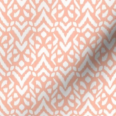 Boho Ikat Geometric in Peachy Apricot Orange and White - Small