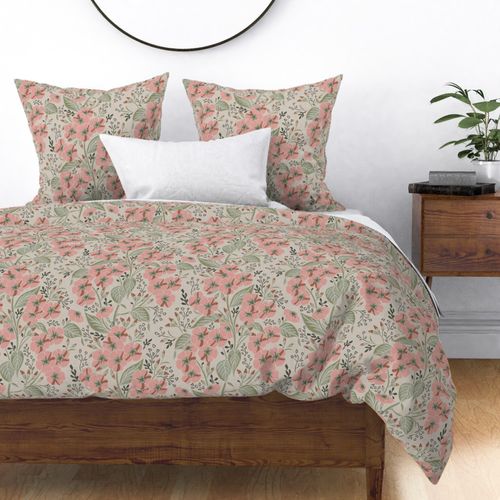 Colette Floral - Large - Linen and Pink