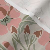 Colette Floral - Large - Linen and Pink