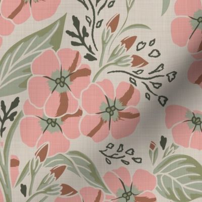 Colette Floral - Large - Linen and Pink