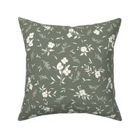 Ivy Vintage Tossed Modern Farmhouse Floral in Green