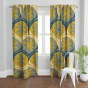 Modern Deco Daisy- Yellow Cream and Teal