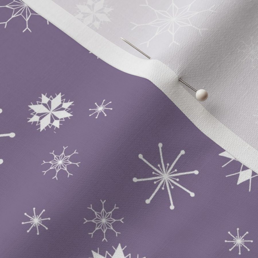 Lacelike Snowflake Winter Wonderland on a Starry Night (Med) - White Purple