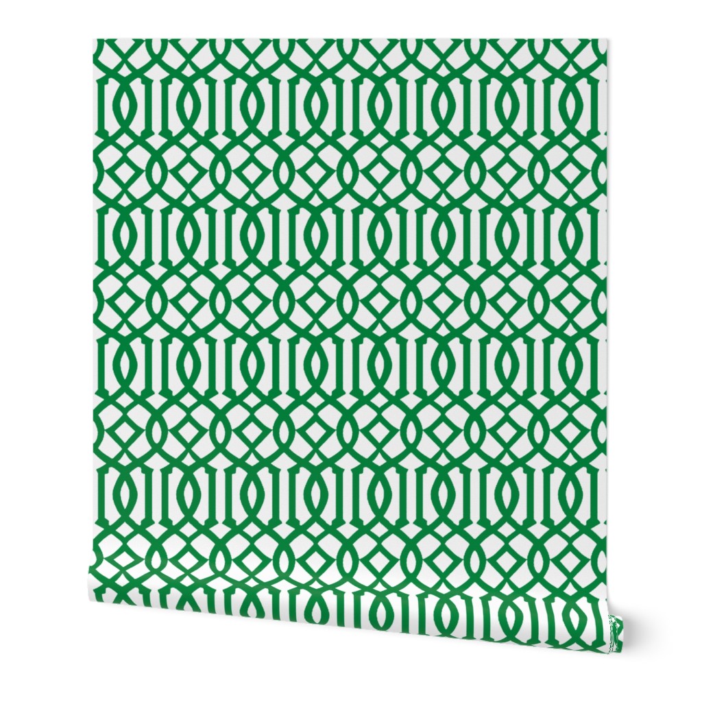 Imperial Trellis-Green/White-Reverse-Large