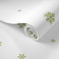 (L) Magical Lime Green Winter Snowflakes Snow White Christmas Background