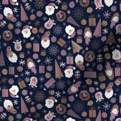 Ditsy Holiday Confetti - Purple Mauve Brown Midnight - Medium 12 inches