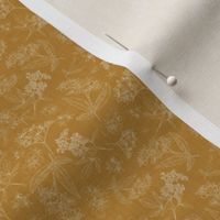 Vintage Hand Drawn Bohemian Botanical - Mustard Yellow and Cream Linen - XS