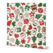 Large - Christmas Holiday Cookies - Red Green on Milk - Non Directional