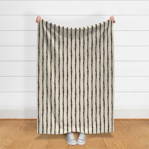 sketchy vertical pin stripes charcoal and cream - large