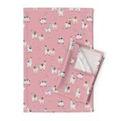 S - Whimsical Llamas on baby pink - Winter Holiday Christmas Design