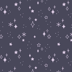 Stars And Sparkles in Lavender and Dark Grey